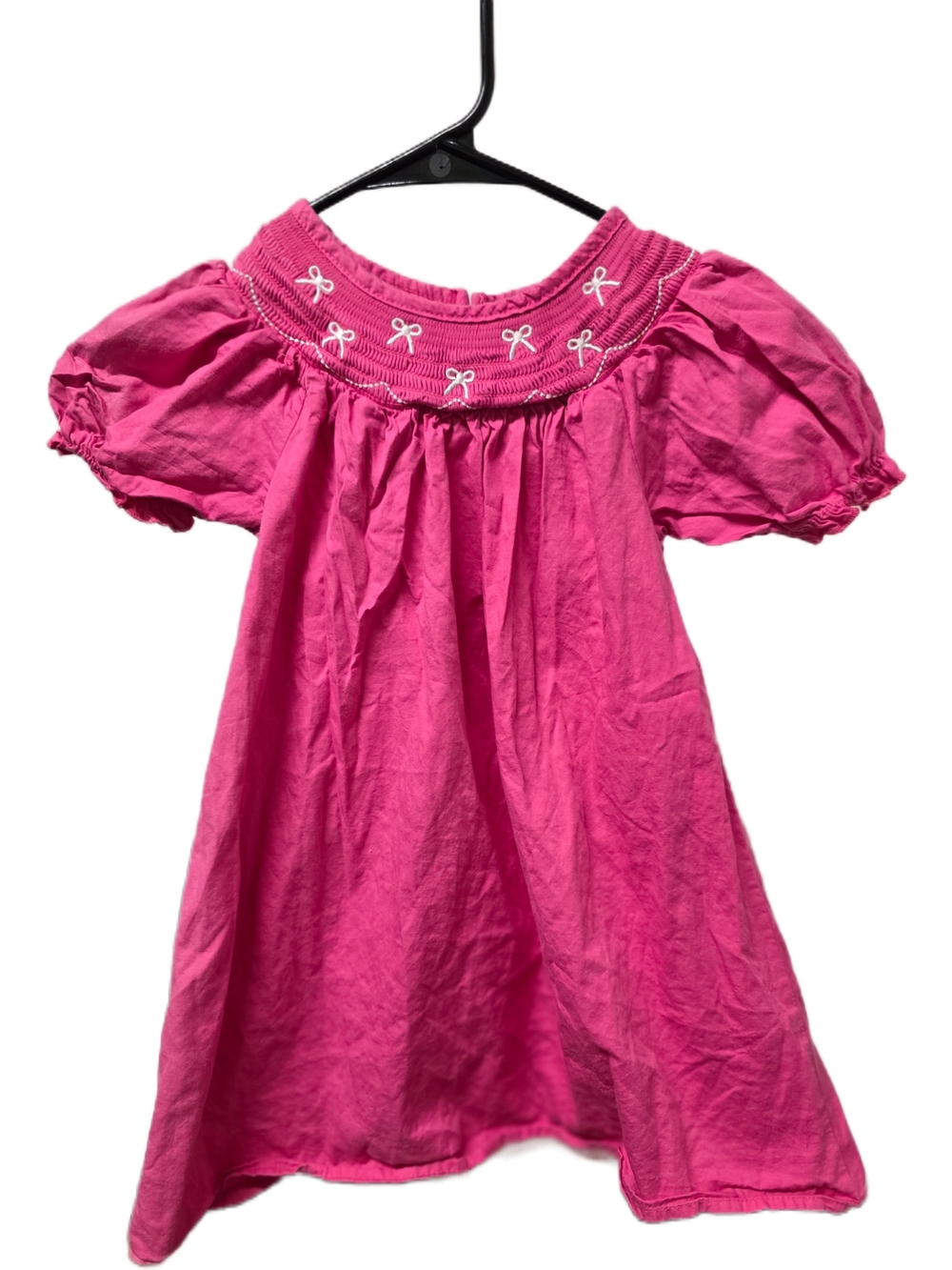 Toddler Girls' Pink Smocked Puff-Sleeve Dress With Bows 🎀